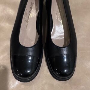Salvatore Ferragamo Black Leather Flats